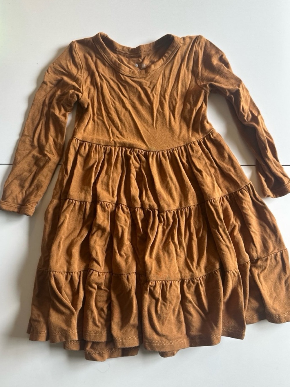 Kyte Baby Nutmeg Brown Long Sleeve Tiered Dress 12-18m